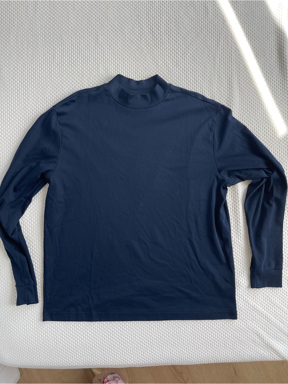 Murano Liquid Luxury Mens Mock Neck Long Sleeve Tee Navy Blue Size L